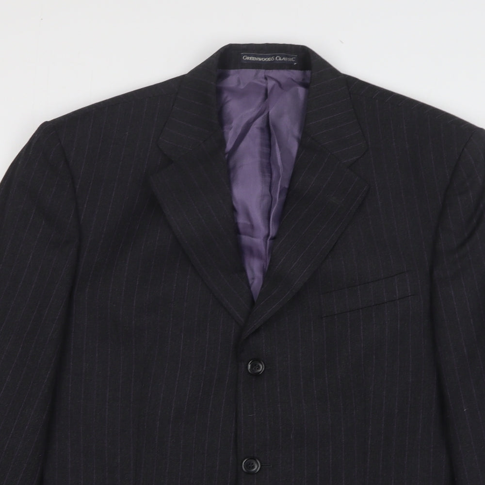 Greenwoods Mens Grey Striped Wool Jacket Suit Jacket Size 42