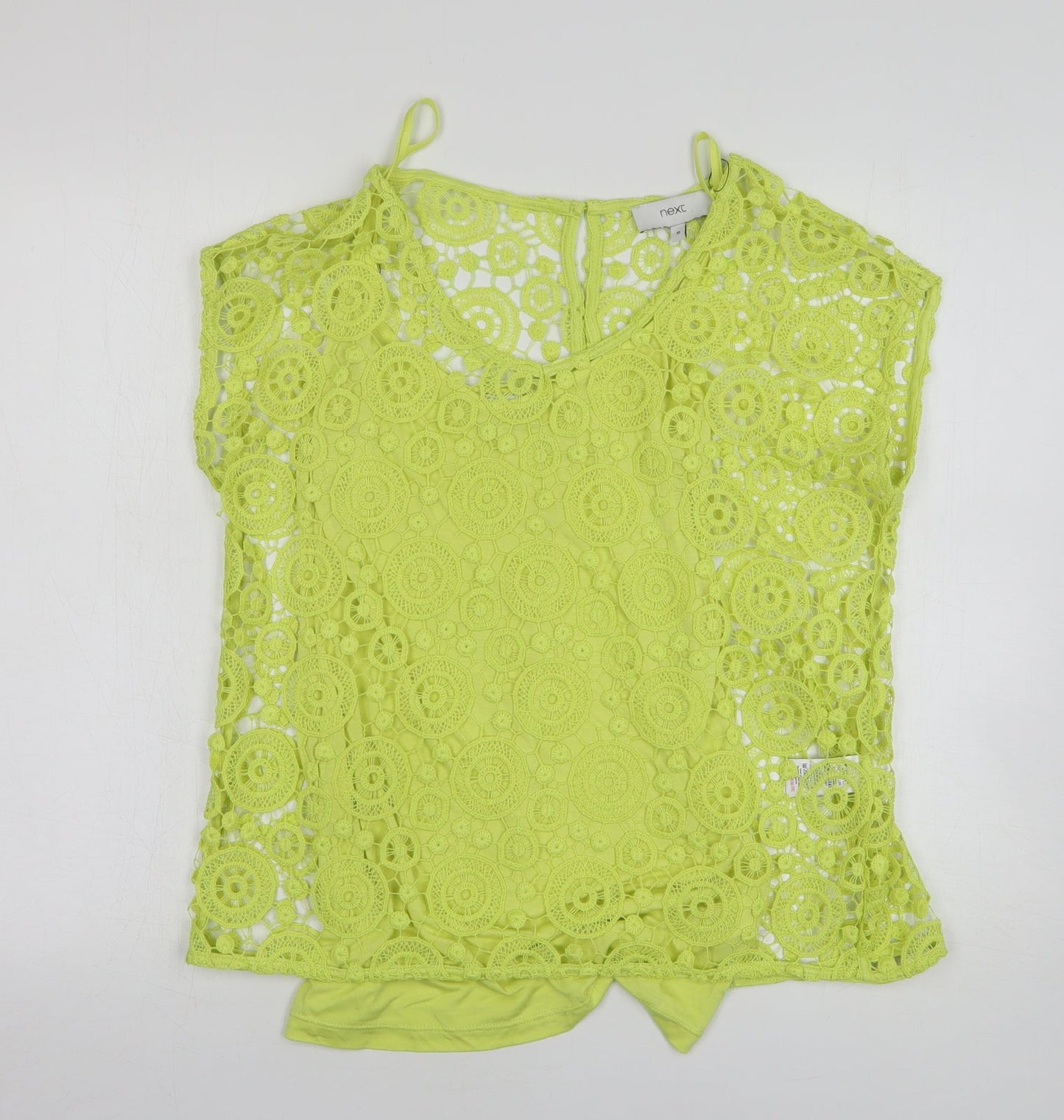 NEXT Womens Green Geometric Polyester Basic Blouse Size 10 Round Neck