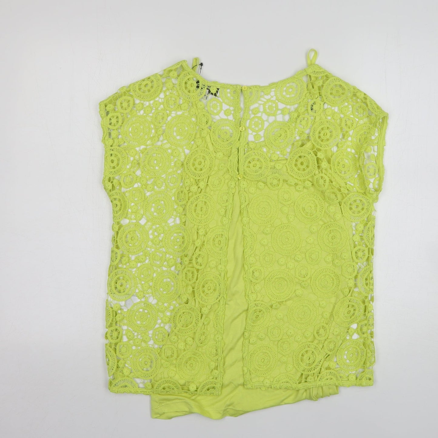 NEXT Womens Green Geometric Polyester Basic Blouse Size 10 Round Neck