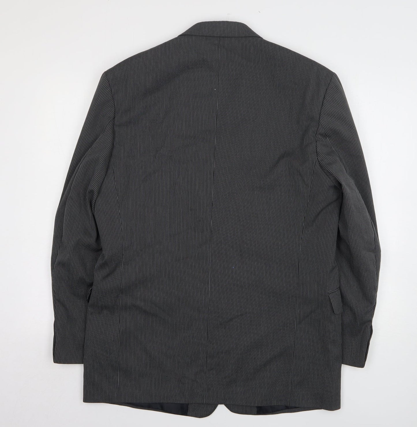 Willson Mens Grey Striped Polyester Jacket Suit Jacket Size 40