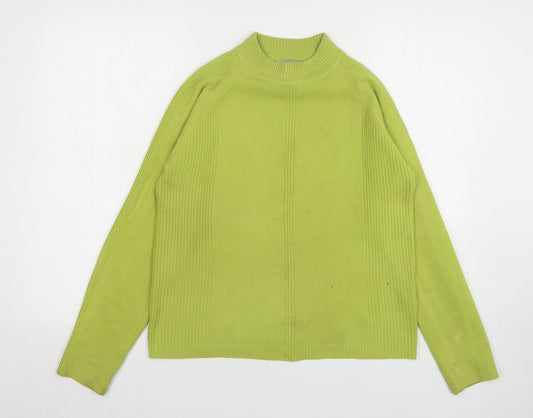 Ann Marie Womens Green High Neck Acetate Pullover Jumper Size M