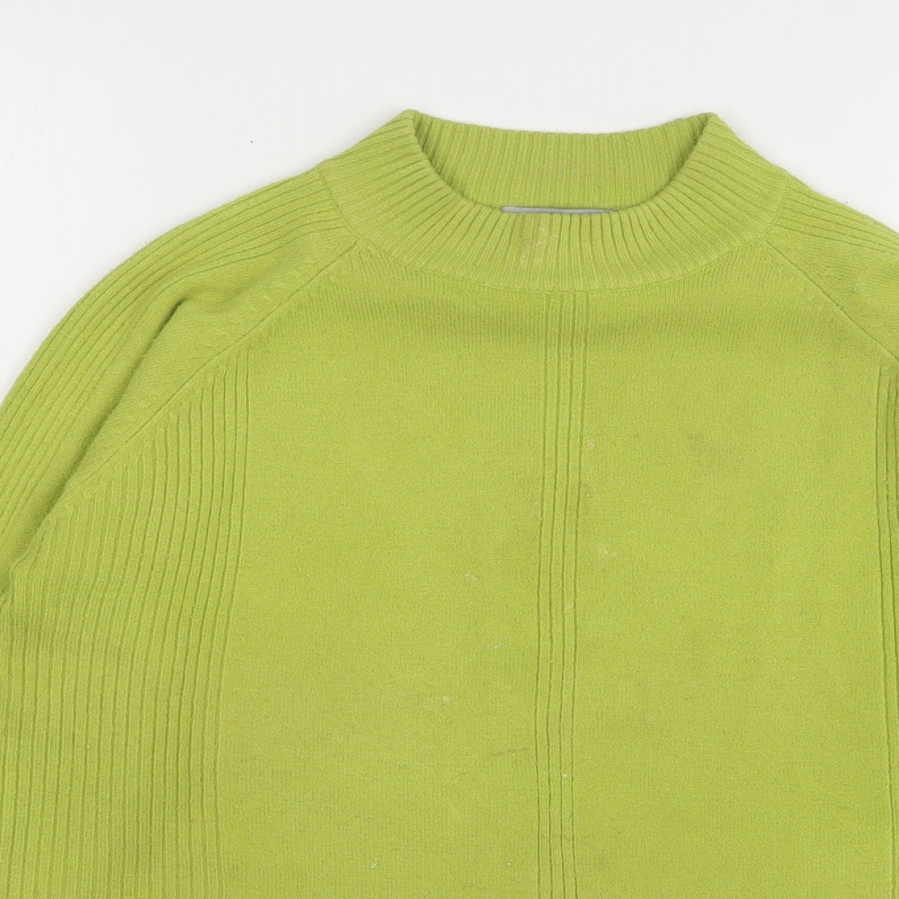Ann Marie Womens Green High Neck Acetate Pullover Jumper Size M
