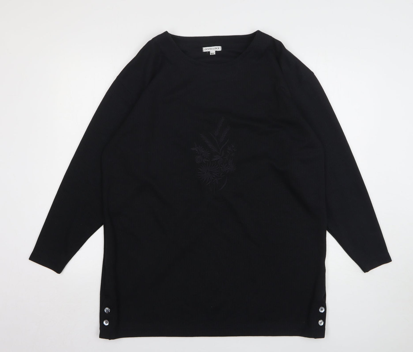 South Lodge Womens Black Round Neck Polyester Pullover Jumper Size M