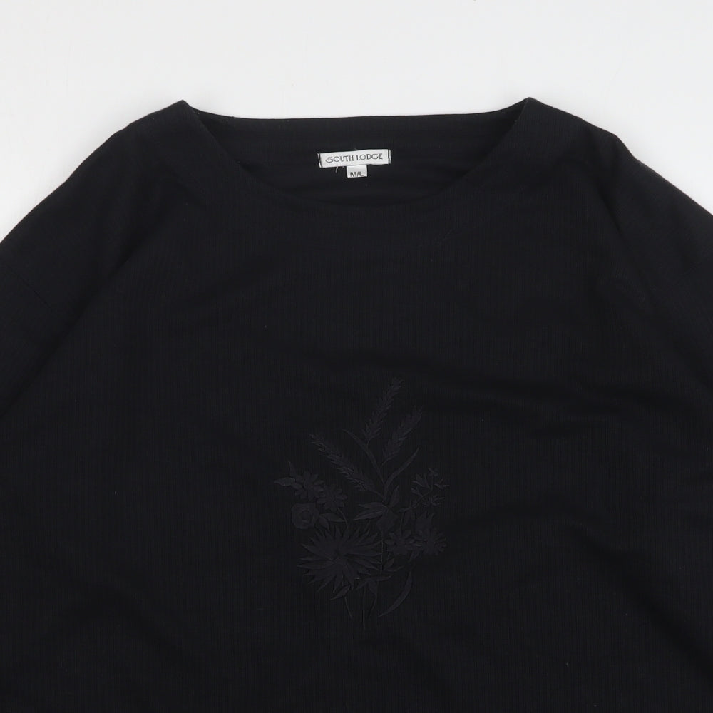 South Lodge Womens Black Round Neck Polyester Pullover Jumper Size M