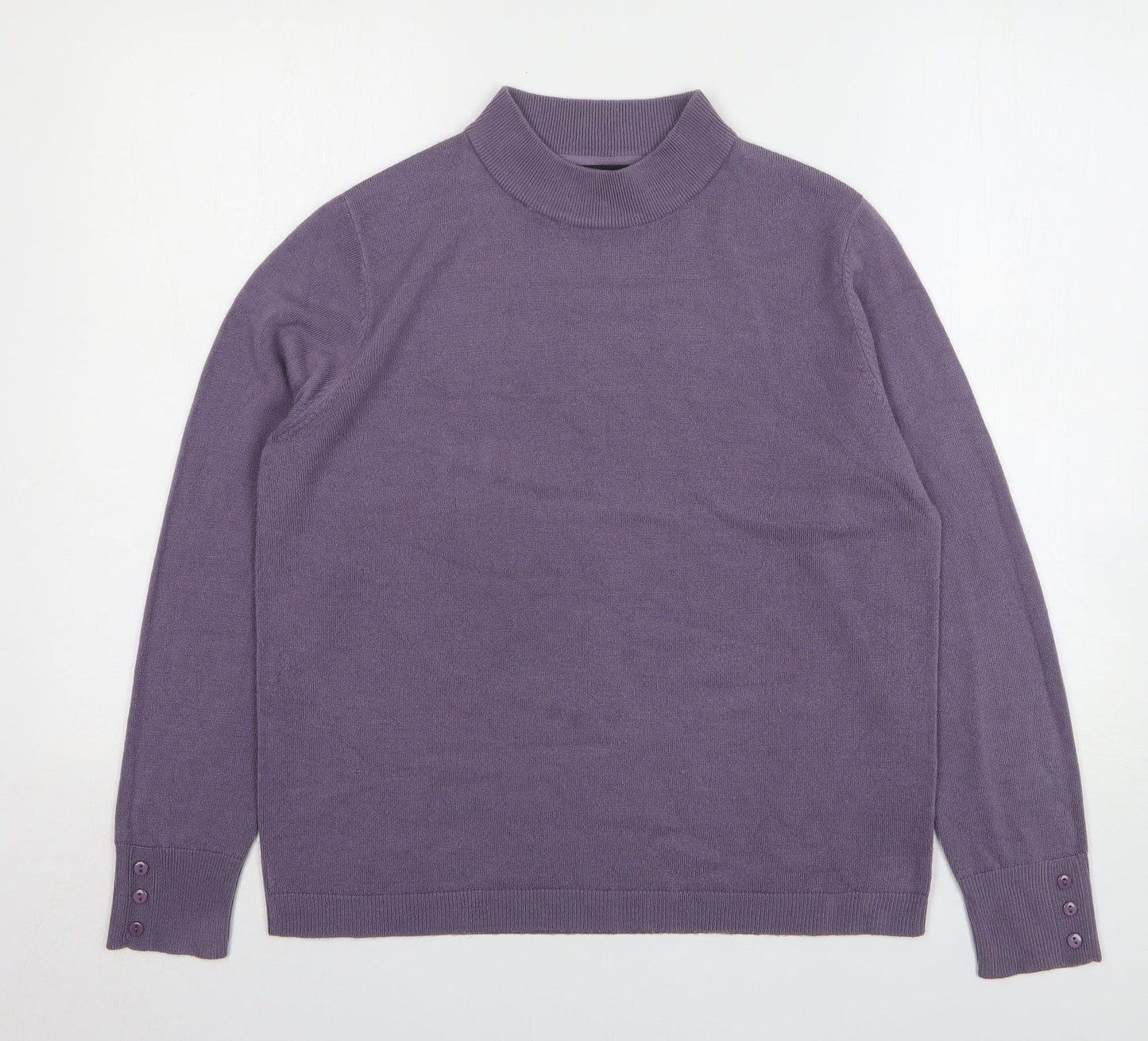 Mia Moda Womens Purple High Neck Acrylic Pullover Jumper Size L