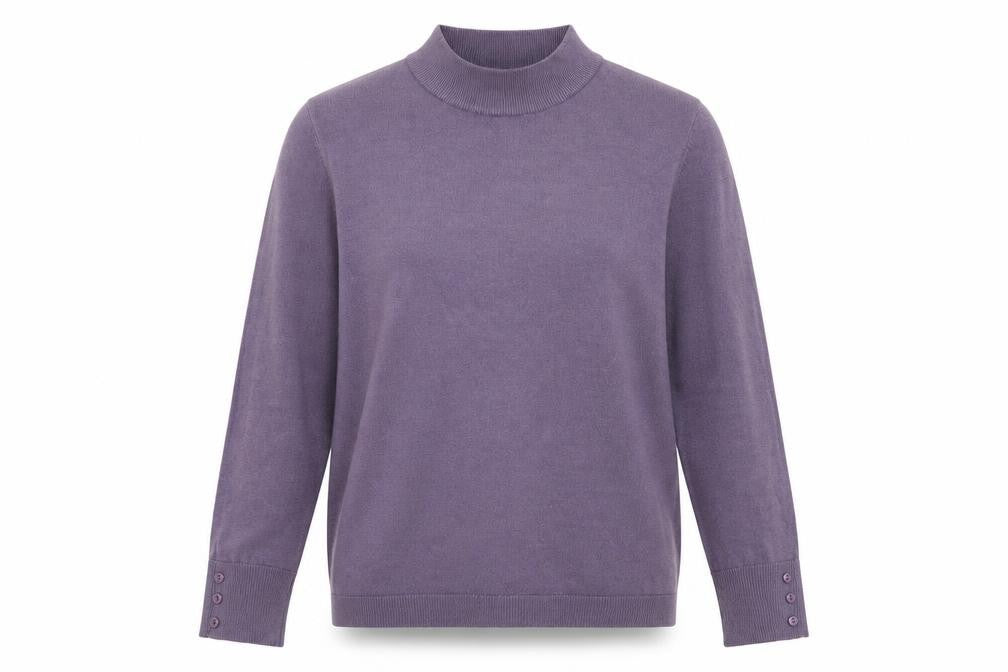 Mia Moda Womens Purple High Neck Acrylic Pullover Jumper Size L