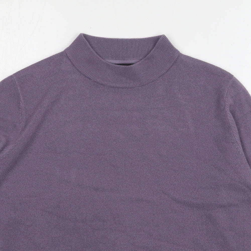 Mia Moda Womens Purple High Neck Acrylic Pullover Jumper Size L