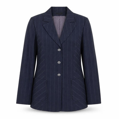 APANAGE Womens Blue Striped Wool Jacket Suit Jacket Size 16
