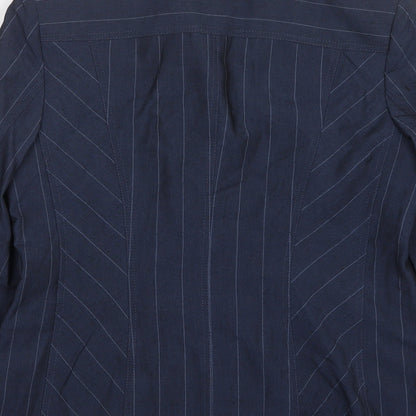 APANAGE Womens Blue Striped Wool Jacket Suit Jacket Size 16