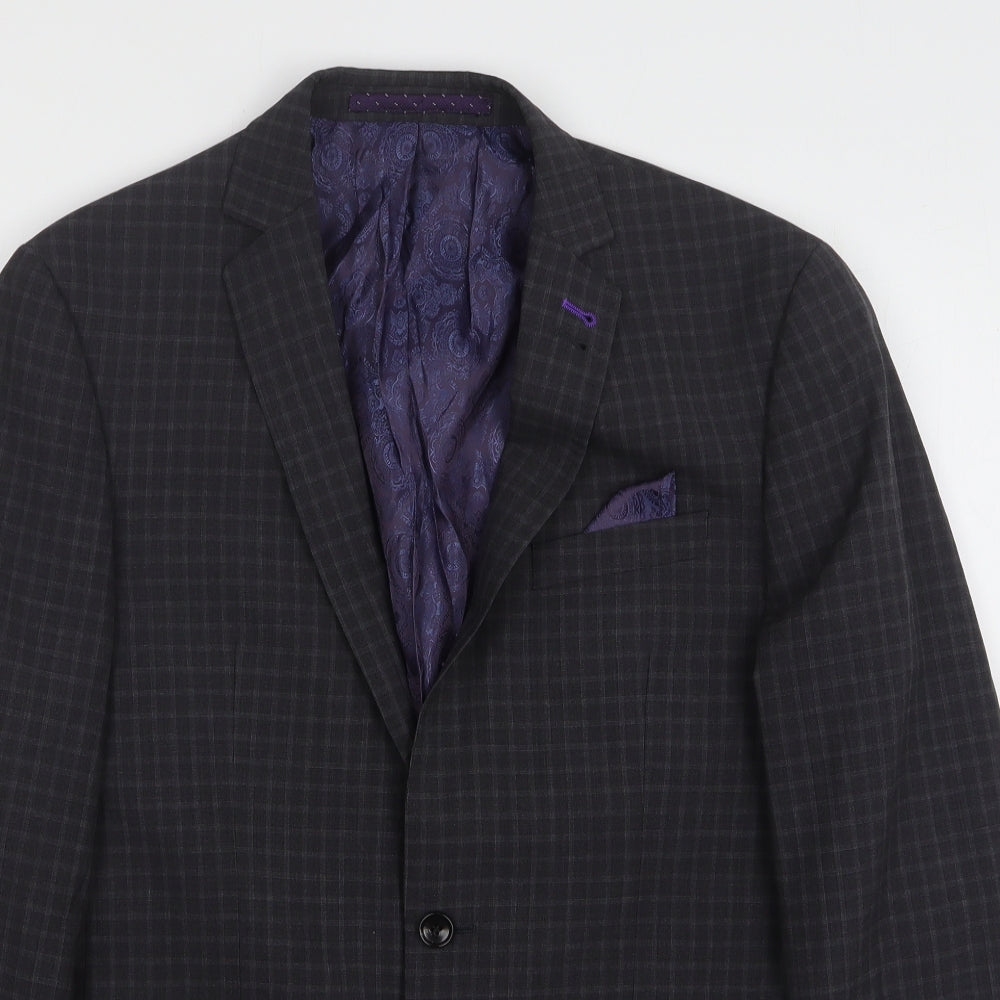 Marks and Spencer Mens Grey Check Wool Jacket Suit Jacket Size 38