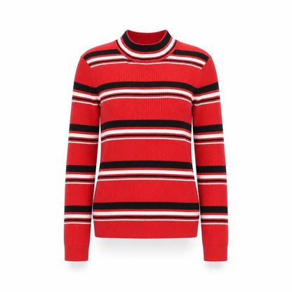 Divided by H&M Womens Red Mock Neck Striped Viscose Pullover Jumper Size S