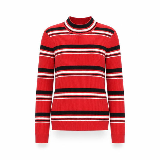 Divided by H&M Womens Red Mock Neck Striped Viscose Pullover Jumper Size S