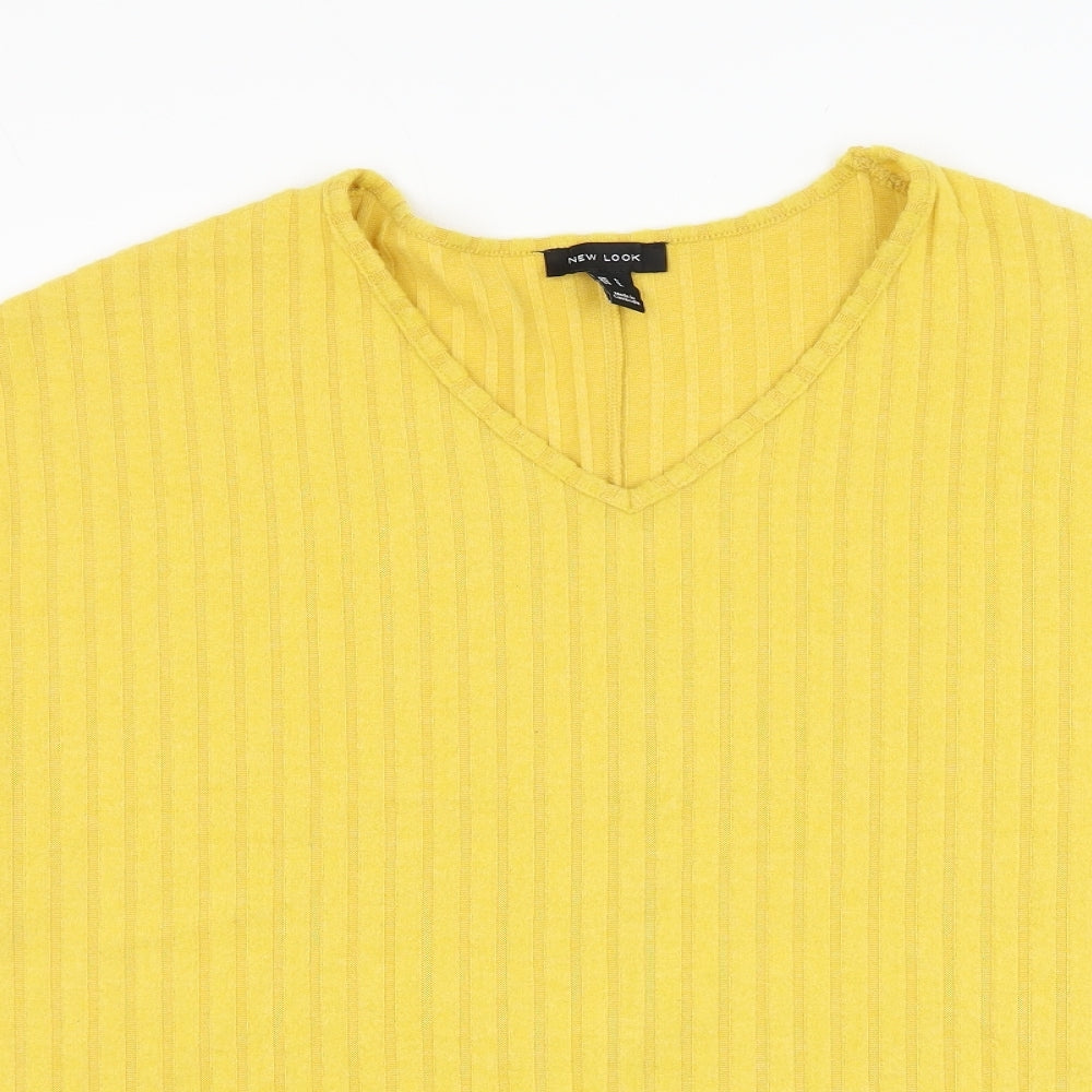 New Look Womens Yellow Round Neck Polyester Pullover Jumper Size L