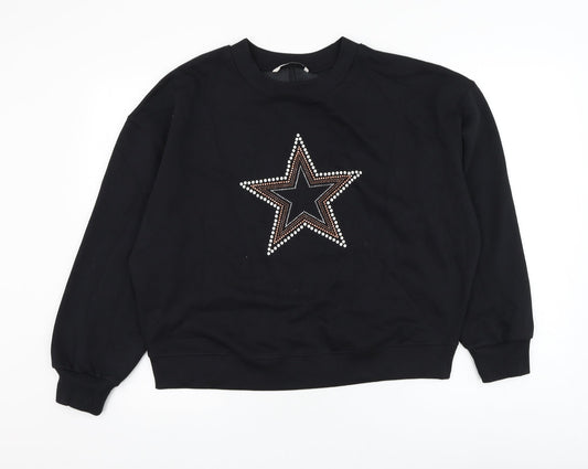 TU Womens Black Cotton Pullover Sweatshirt Size S Pullover - Star