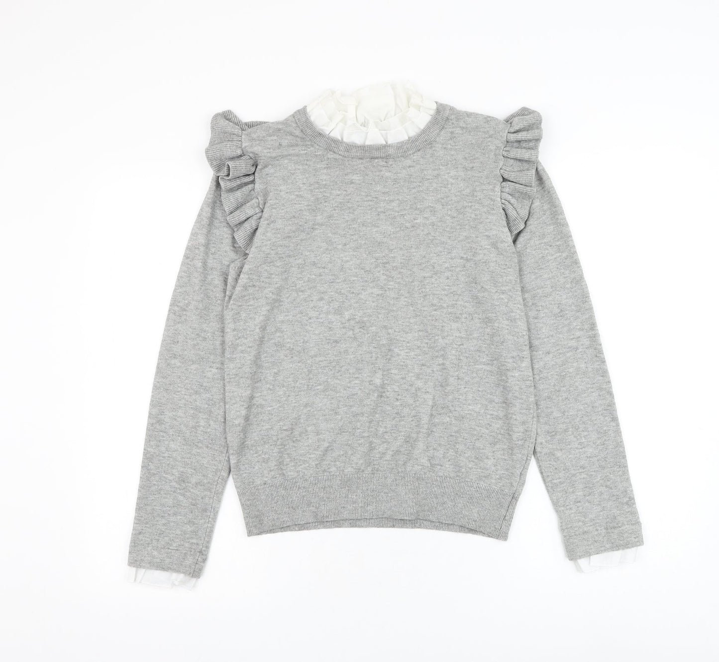 QED London Womens Grey Round Neck Viscose Pullover Jumper Size M
