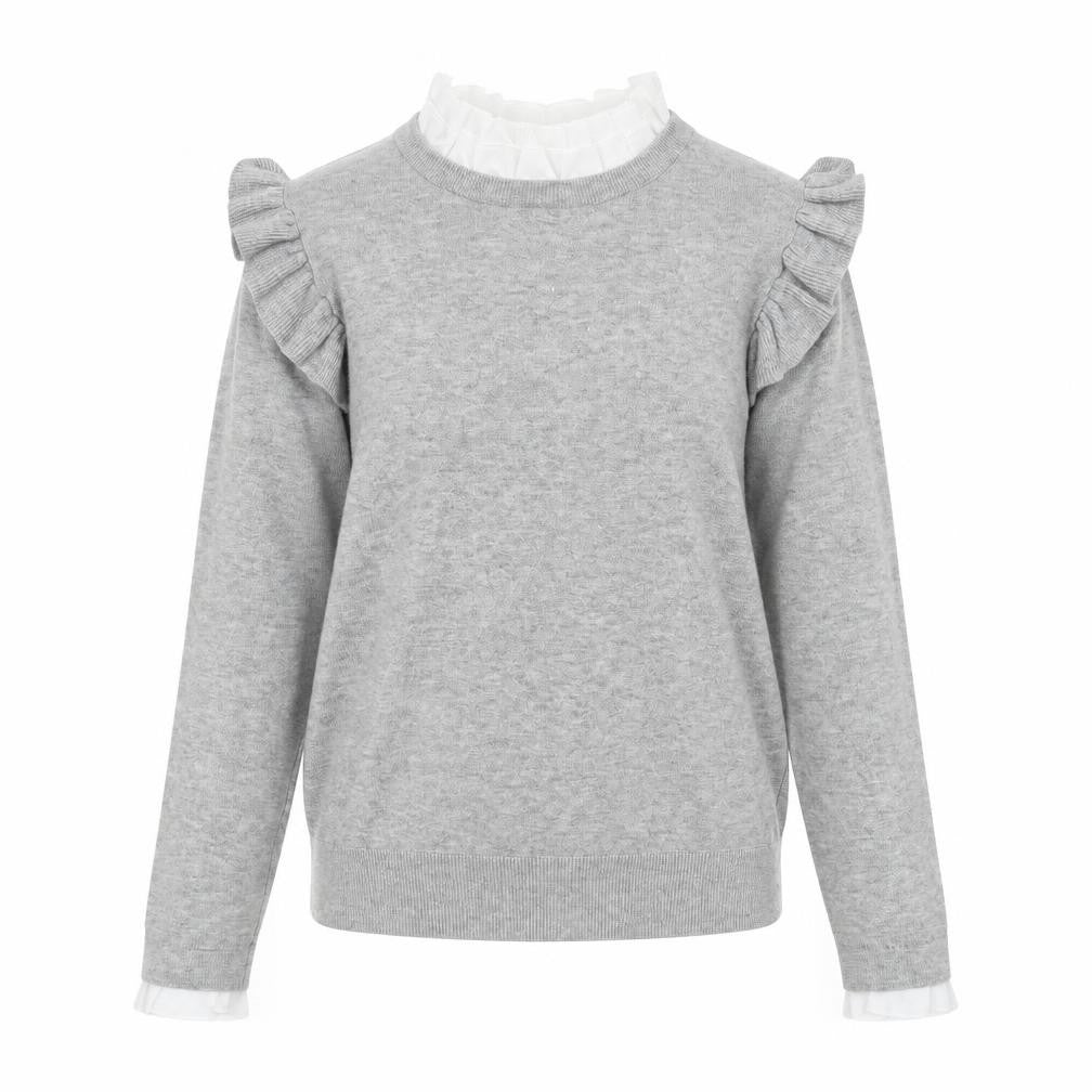 QED London Womens Grey Round Neck Viscose Pullover Jumper Size M