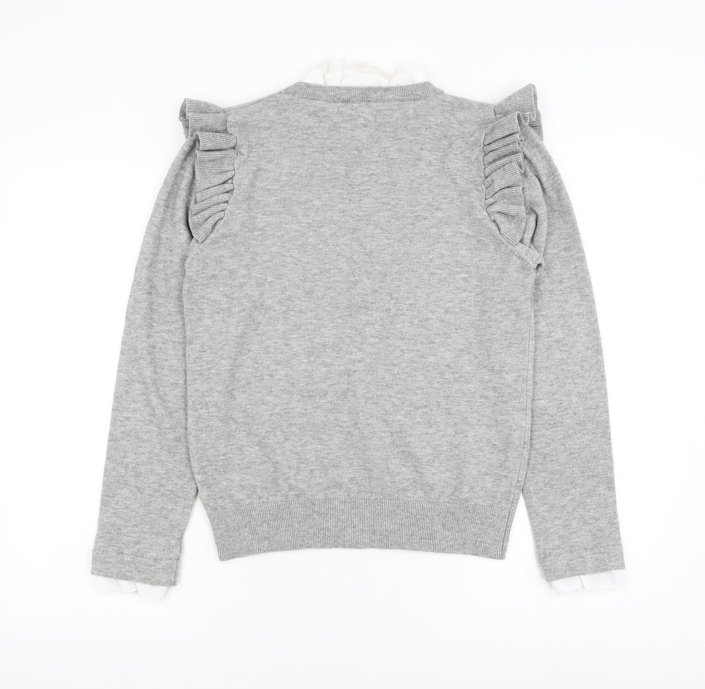 QED London Womens Grey Round Neck Viscose Pullover Jumper Size M