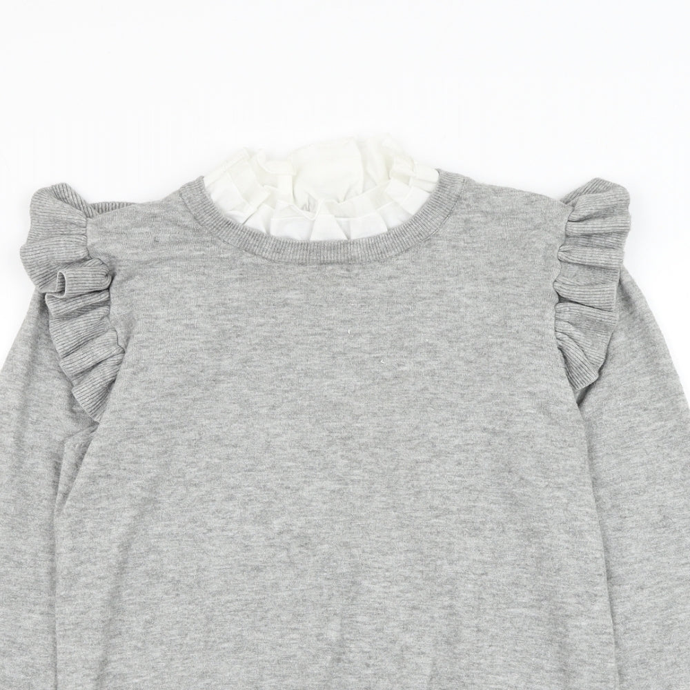 QED London Womens Grey Round Neck Viscose Pullover Jumper Size M