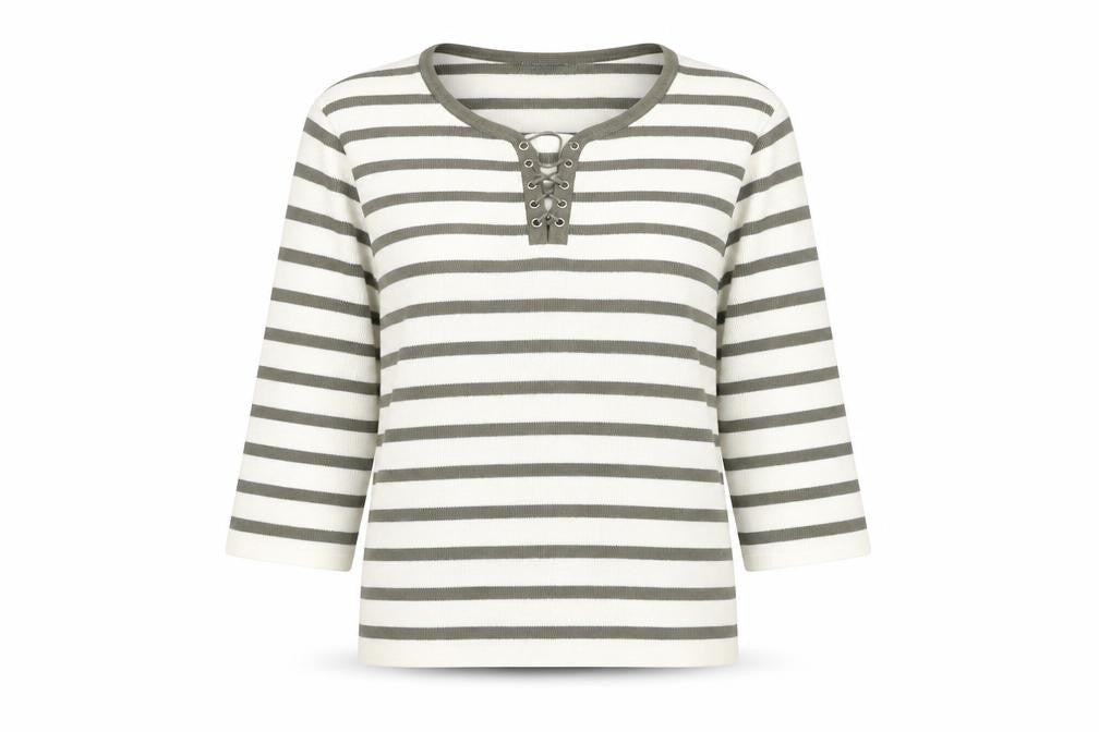 Berkertex Womens White Round Neck Striped Cotton Pullover Jumper Size 10