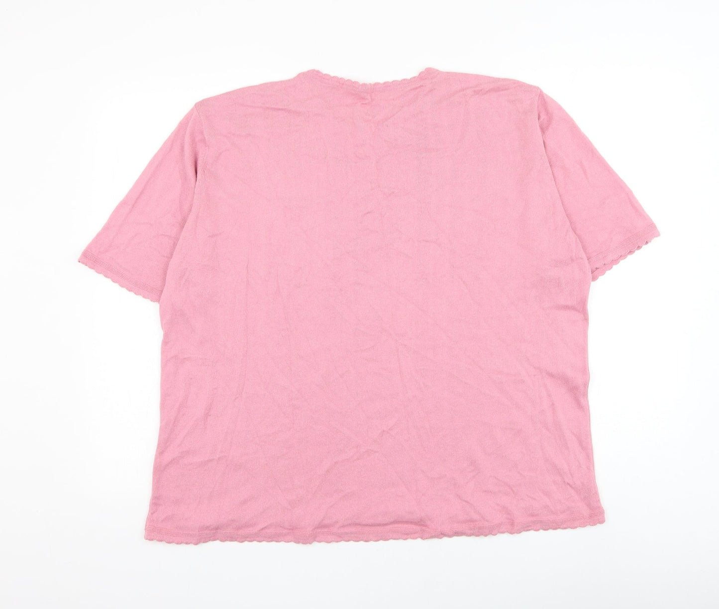 Preworn Womens Pink Round Neck Polyester Pullover Jumper Size L