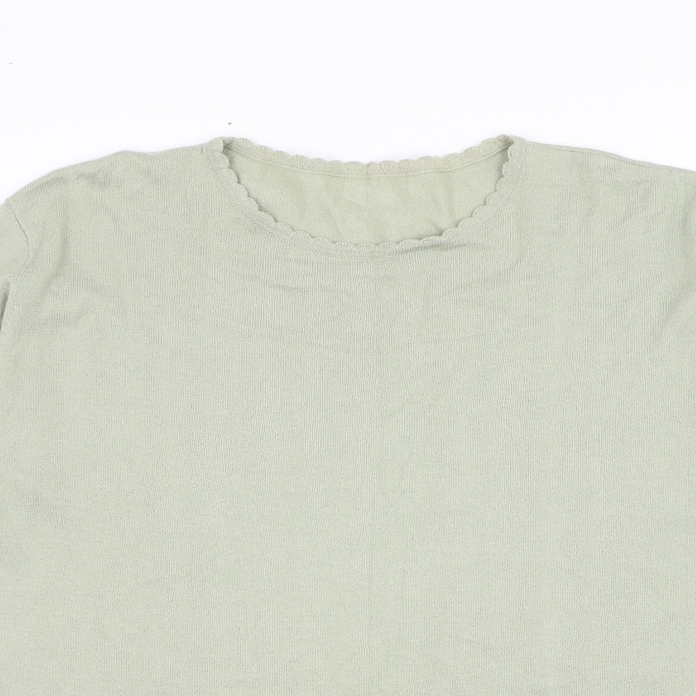 Preworn Womens Green Round Neck Cotton Pullover Jumper Size L