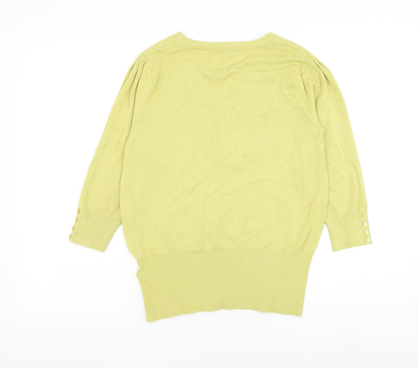 Marks and Spencer Womens Green V-Neck Viscose Pullover Jumper Size 14