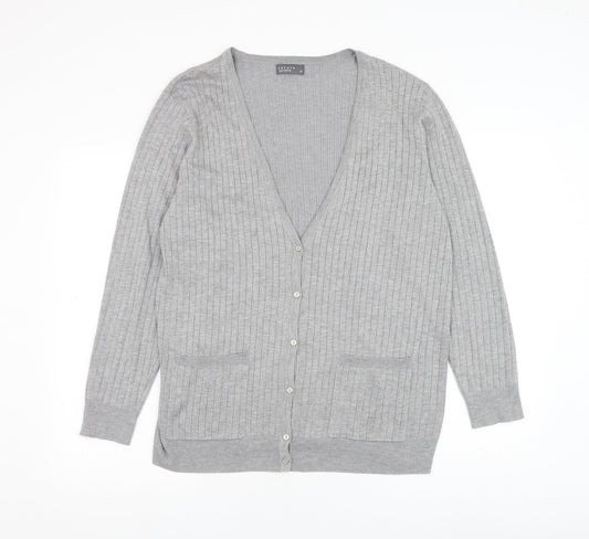 Papaya Womens Grey V-Neck Viscose Jumper Size 16