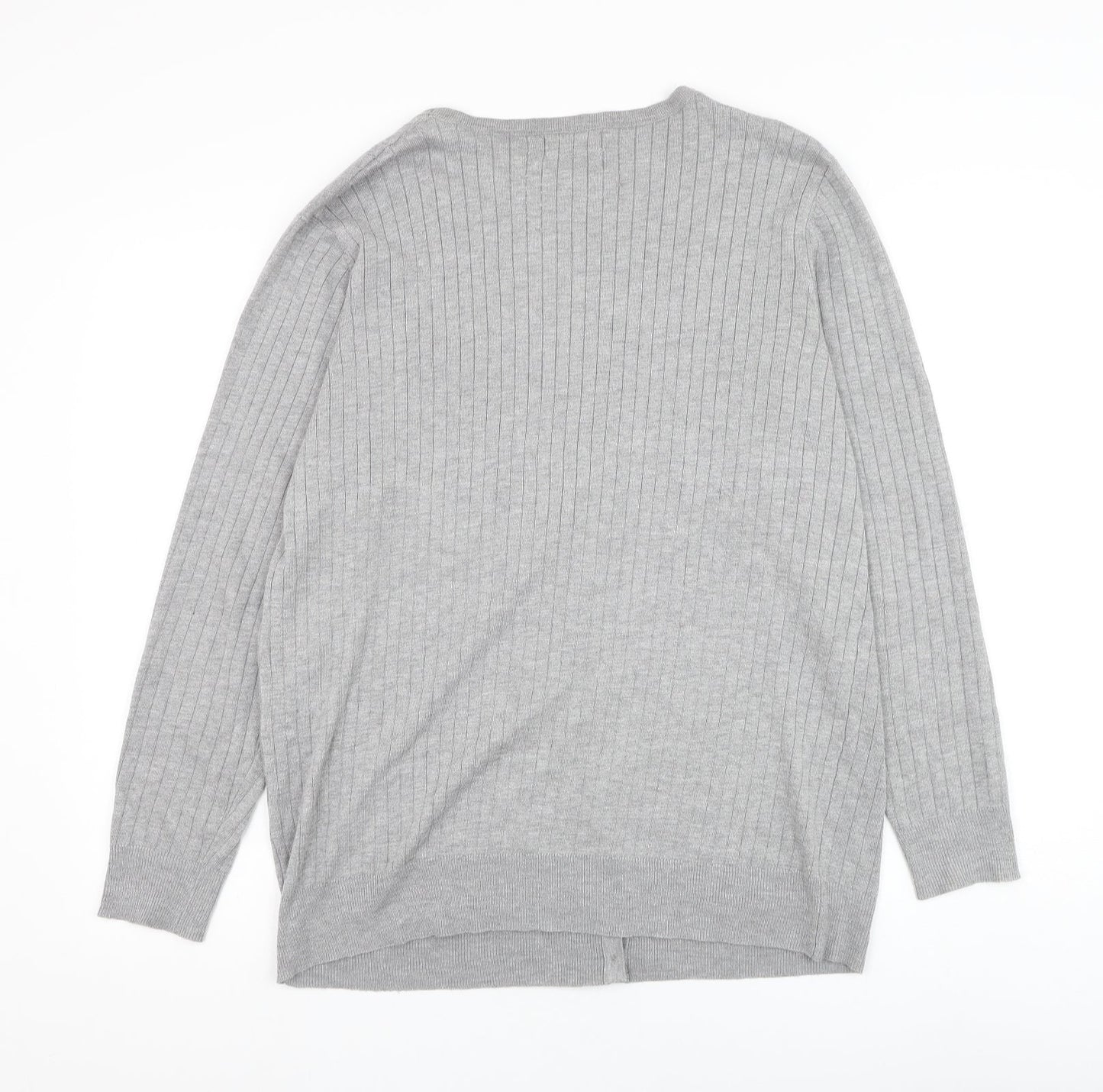 Papaya Womens Grey V-Neck Viscose Jumper Size 16