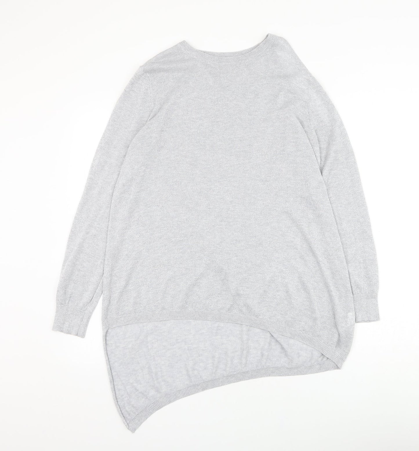 River Island Womens Silver Round Neck Viscose Pullover Jumper Size 12