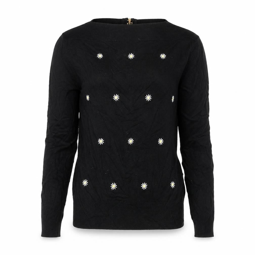Finery Womens Black Round Neck Floral Polyamide Pullover Jumper Size S