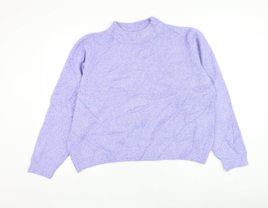 Zara Womens Purple Mock Neck Polyester Pullover Jumper Size S