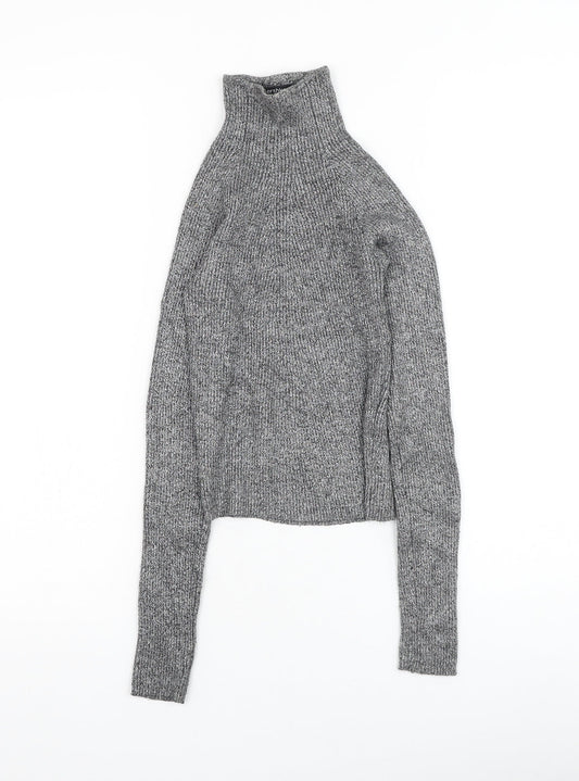 Bershka Womens Grey High Neck Polyester Pullover Jumper Size XS