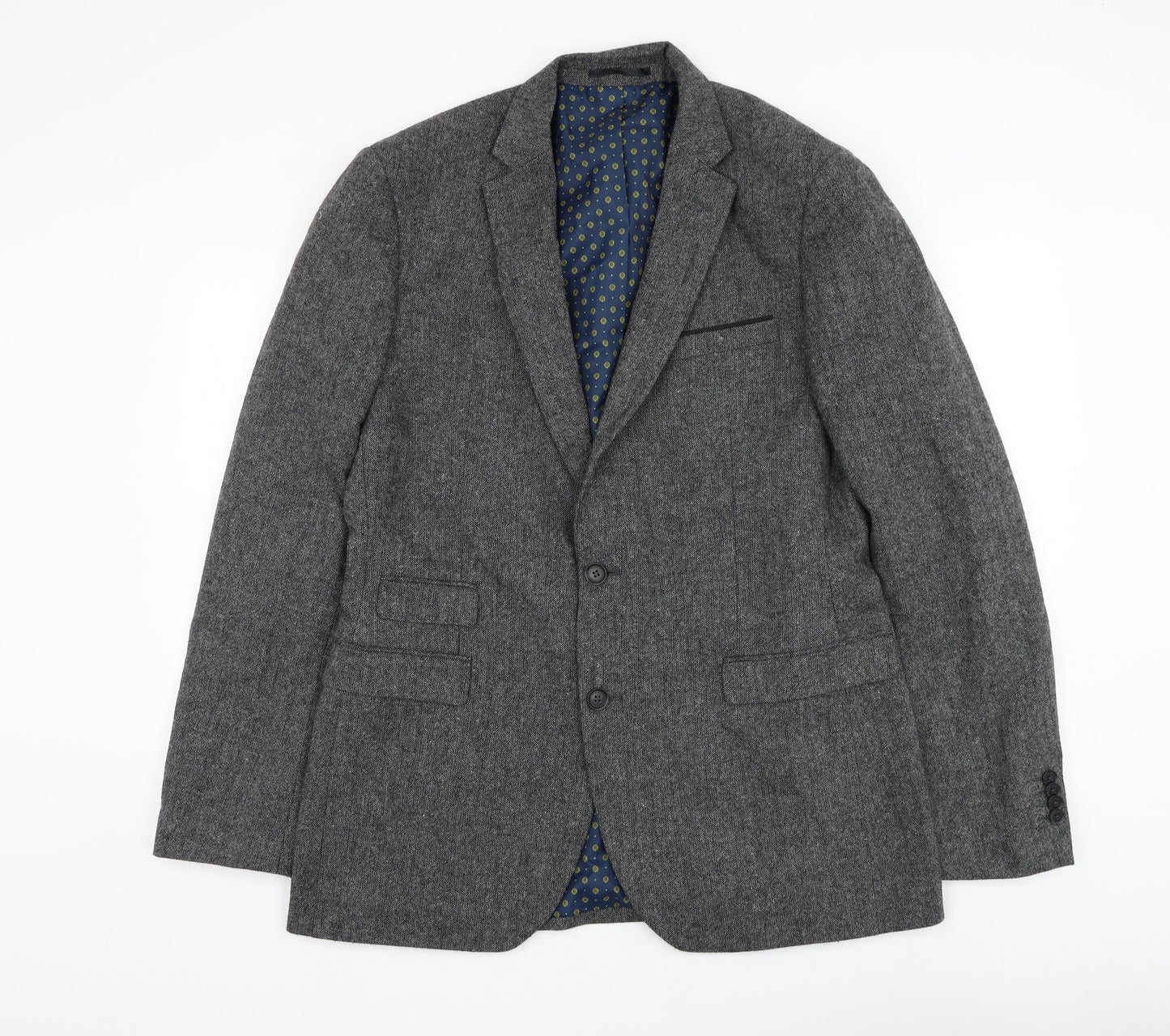 F&F Mens Grey Polyester Jacket Suit Jacket Size 42