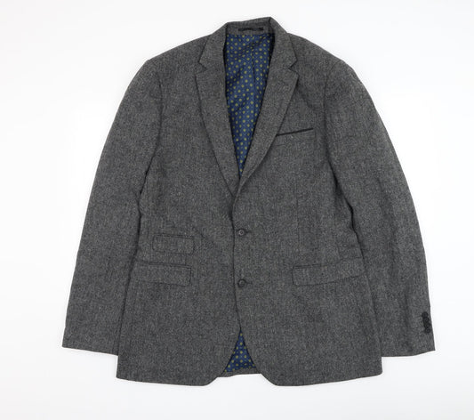 F&F Mens Grey Polyester Jacket Suit Jacket Size 42