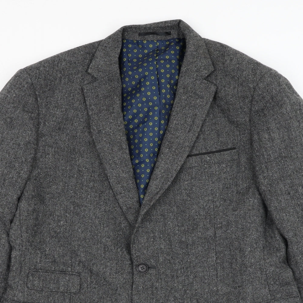 F&F Mens Grey Polyester Jacket Suit Jacket Size 42