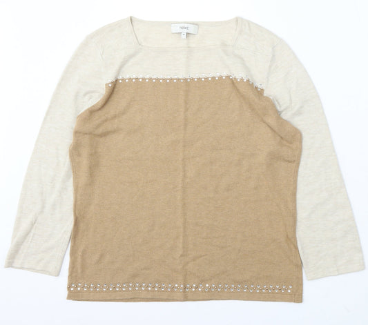 NEXT Womens Multicoloured Round Neck Cotton Pullover Jumper Size 14
