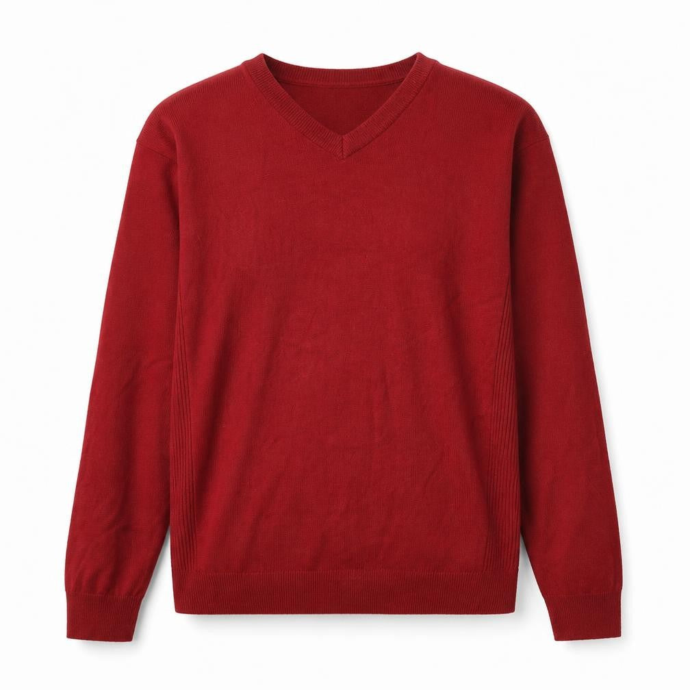 Sand Stone Mens Red V-Neck Acrylic Pullover Jumper Size M
