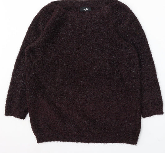 Wallis Womens Purple Round Neck Polyester Pullover Jumper Size M