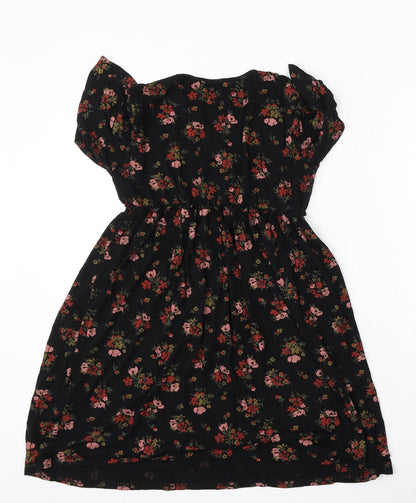 Boohoo Womens Multicoloured Floral Viscose Basic Blouse Size 10 Round Neck