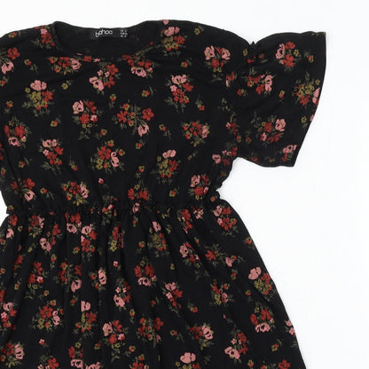 Boohoo Womens Multicoloured Floral Viscose Basic Blouse Size 10 Round Neck