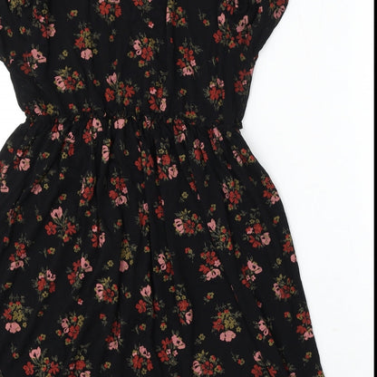 Boohoo Womens Multicoloured Floral Viscose Basic Blouse Size 10 Round Neck