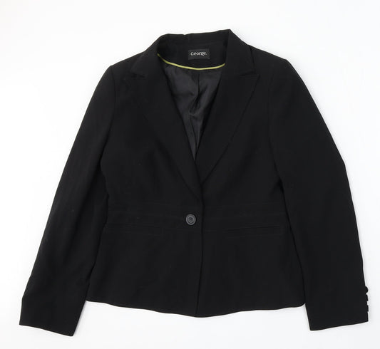 George Womens Black Polyester Jacket Suit Size 12