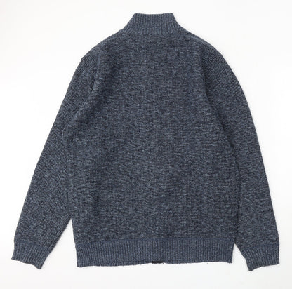 JJ Willis Womens Blue Mock Neck Polyester Pullover Jumper Size XL