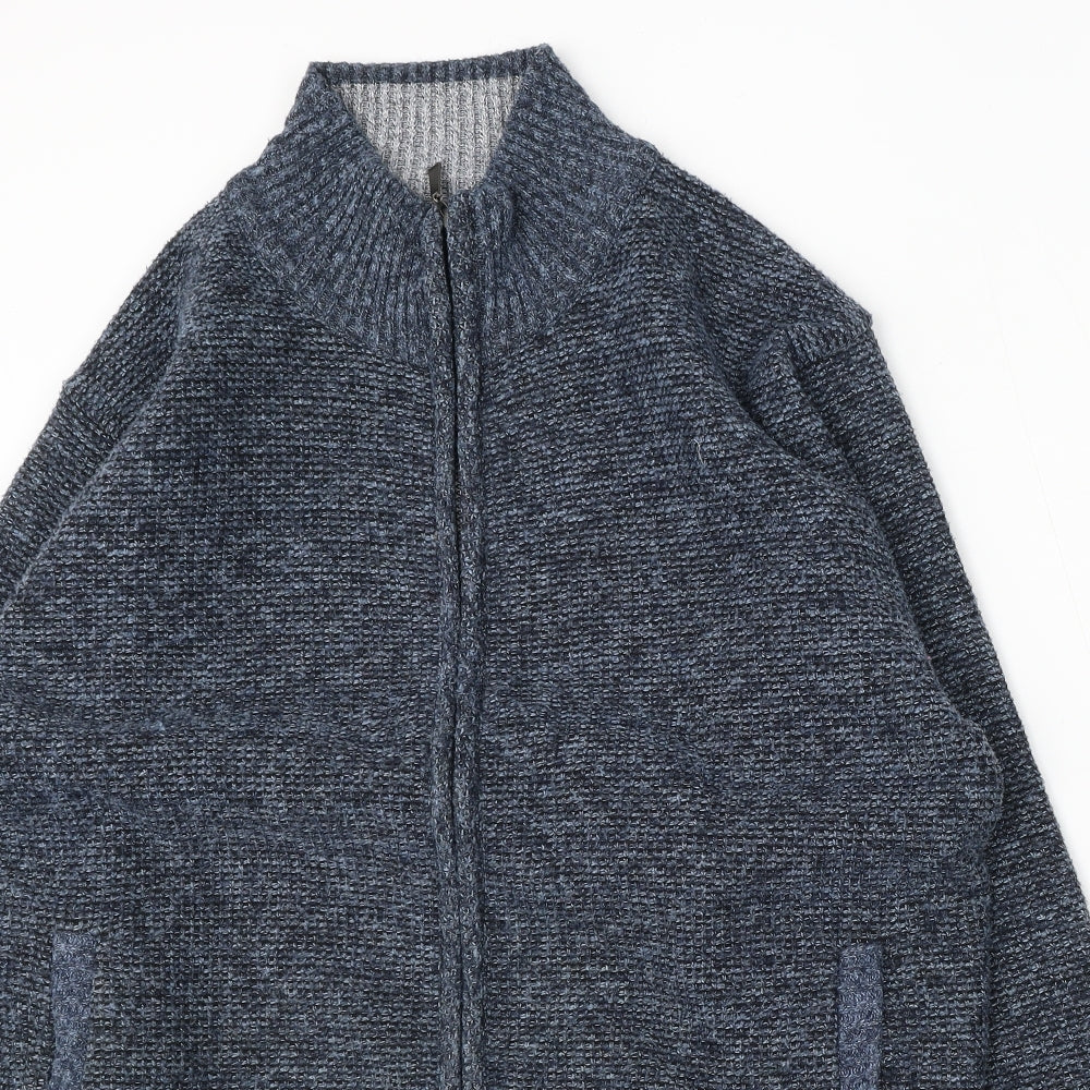 JJ Willis Womens Blue Mock Neck Polyester Pullover Jumper Size XL
