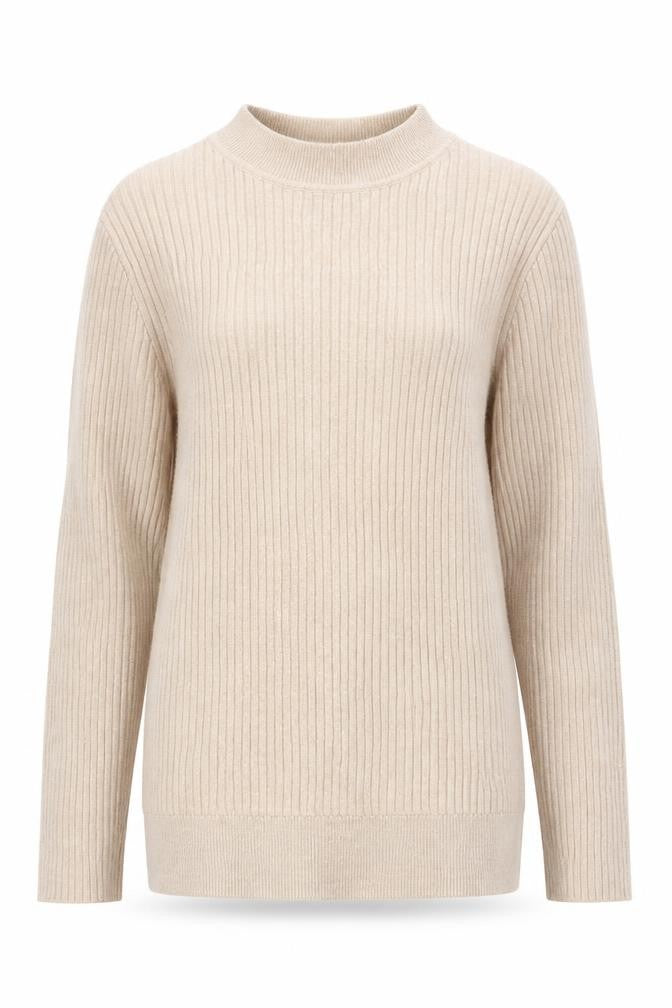 Primark Womens Beige Mock Neck Viscose Pullover Jumper Size S
