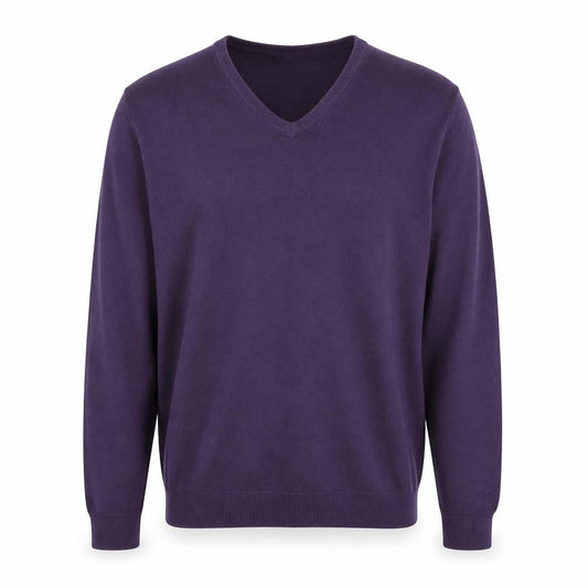 Marks & Spencer Mens Purple V-Neck Acrylic Pullover Jumper Size M