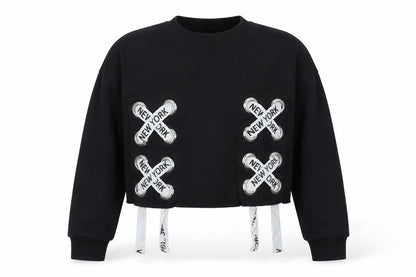915 Generation Girls Black Polyester Pullover Sweatshirt Size 10-11 Years - New york