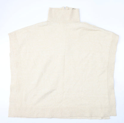 H&M Womens Beige Mock Neck Polyester Pullover Jumper Size M