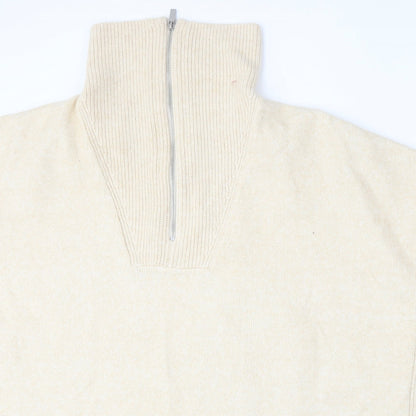 H&M Womens Beige Mock Neck Polyester Pullover Jumper Size M