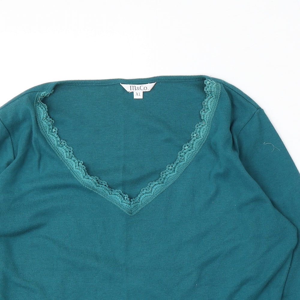 Mackays Womens Blue V-Neck Cotton Pullover Jumper Size XL